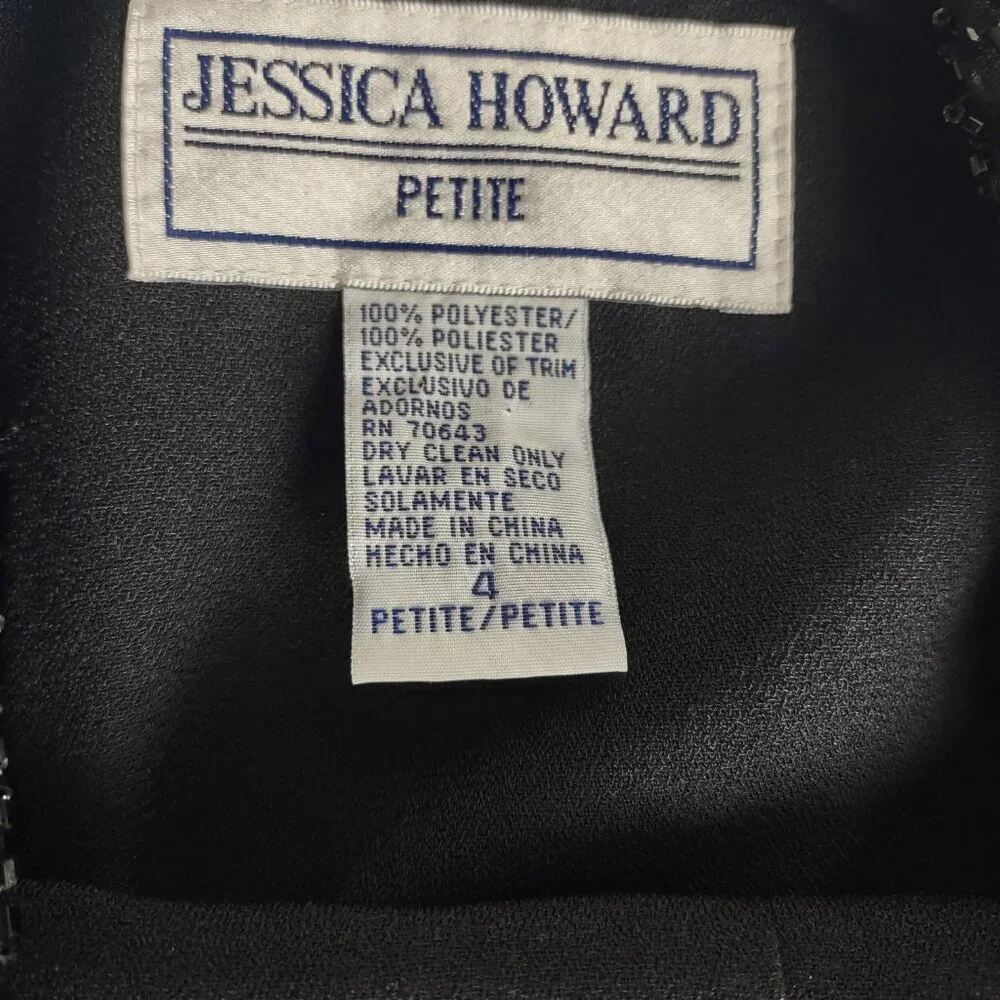 Jessica Howard Black Beaded Collar 2 Pc Pant Suit Formal Career Petite 4 - Picture 5 of 14